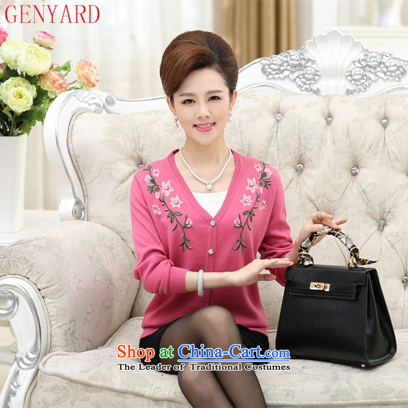 The fall of new, GENYARD2015 older Knitted Shirt large long-sleeved blouses and embroidered with mother wool cardigan pink shirt 120,GENYARD,,, shopping on the Internet