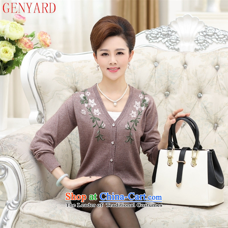 The fall of new, GENYARD2015 older Knitted Shirt large long-sleeved blouses and embroidered with mother wool cardigan pink shirt 120,GENYARD,,, shopping on the Internet