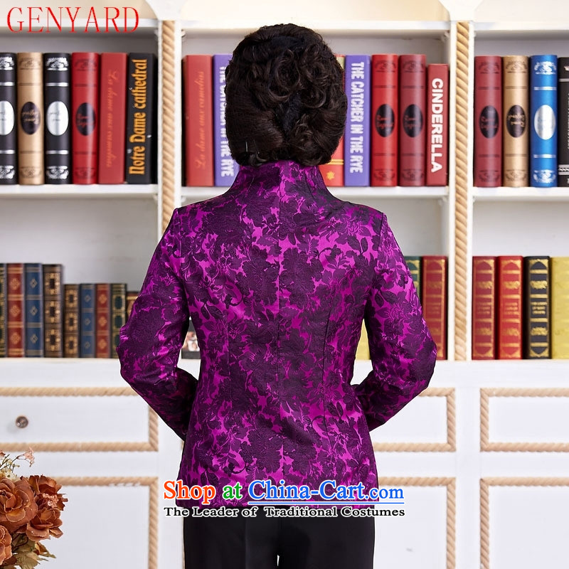 Tang Dynasty new GENYARD female spring and autumn China wind improved Han-embroidered dress shirt improved long-sleeved mother stylish with purple XXXL,GENYARD,,, shopping on the Internet