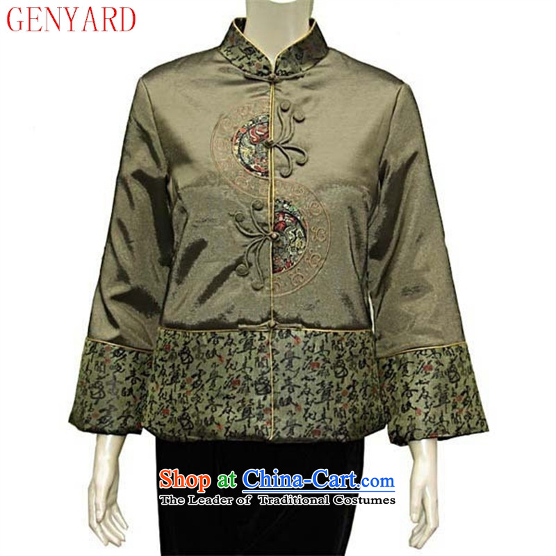 The elderly in the autumn and winter GENYARD Mock-neck mother replacing Wearing Tang blouses jacket dress 289 mother boxed green plus cotton winter) XXXL,GENYARD,,, shopping on the Internet