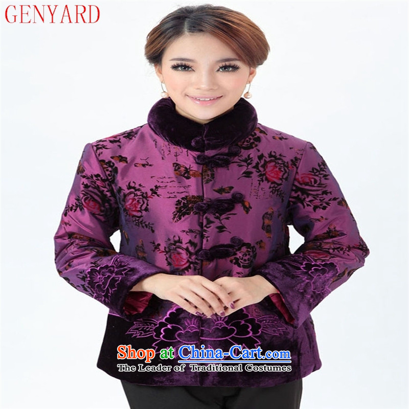The elderly in the Chinese improvement GENYARD Tang dynasty mother coat retro-tie jacket national flocking Fall/Winter Collections mother figure M,GENYARD,,, replacing shopping on the Internet