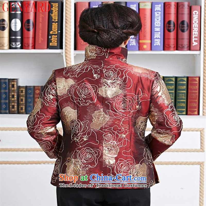 Genyard2015 spring and summer new Tang dynasty women clothes embroidery Chinese Jacket Foutune of video to disc is deducted thin collar mother red XXXL,GENYARD,,, shopping on the Internet