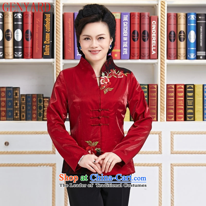 Ms. Tang dynasty GENYARD spring and autumn installed China wind long-sleeved blouses and stylish modern TANG Sau San women wearing red mother annual L,GENYARD,,, shopping on the Internet