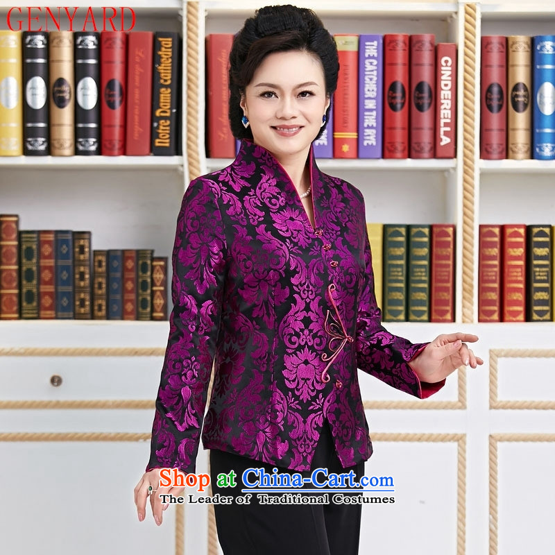 Ms. older GENYARD Tang dynasty Long-sleeve temperament as the spring and autumn jacket decorated mother coat purple mother replacing purple M,GENYARD,,, shopping on the Internet