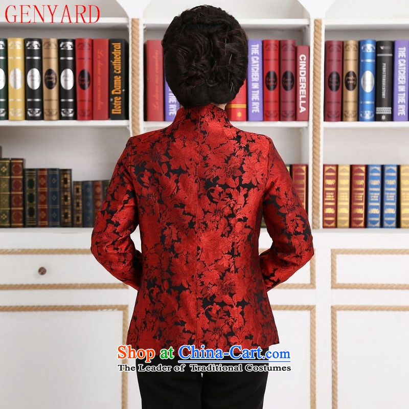 The elderly in the GENYARD embroidered short, long-sleeved T-shirt female autumn and winter Chinese collar Tang Jacket coat cardigan MOM pack XL,GENYARD,,, Purple Shopping on the Internet