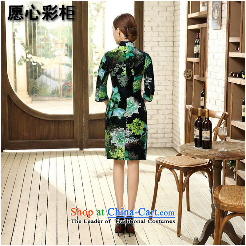To heart multimedia cabinet, Sau San video thin Chinese qipao bride wedding dress scouring pads improved China wind collar poster qipao Figure Color XL, she was particularly international shopping on the Internet has been pressed.