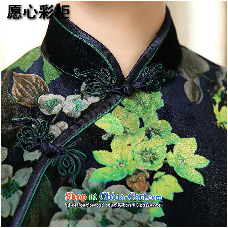 To heart multimedia cabinet, Sau San video thin Chinese qipao bride wedding dress scouring pads improved China wind collar poster qipao Figure Color XL, she was particularly international shopping on the Internet has been pressed.
