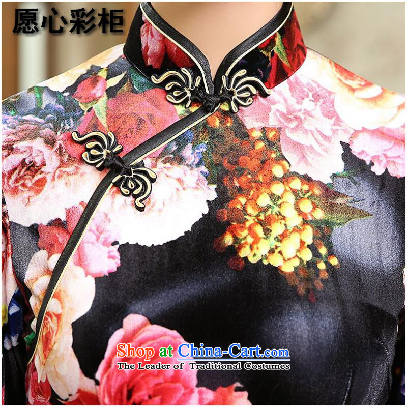 To heart multimedia cabinet, Sau San video thin Chinese qipao bride wedding dress Stretch Wool improved China wind collar short qipao Figure Color XL, she was particularly international shopping on the Internet has been pressed.