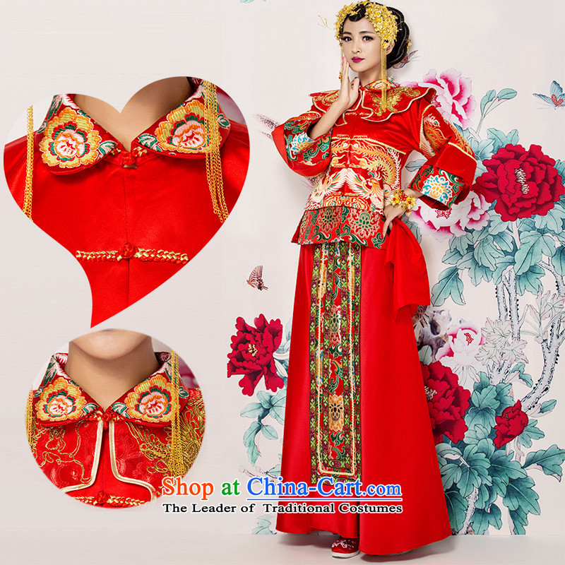 Bathing in the new 2015 Yao Chinese bows to Sau Wo Service 2 piece long-sleeved long Dragon Chinese Dress pregnant women use brides fall and winter larger embroidery marriage solemnisation women + recommended men (contact Customer Service Note sizes) M ch
