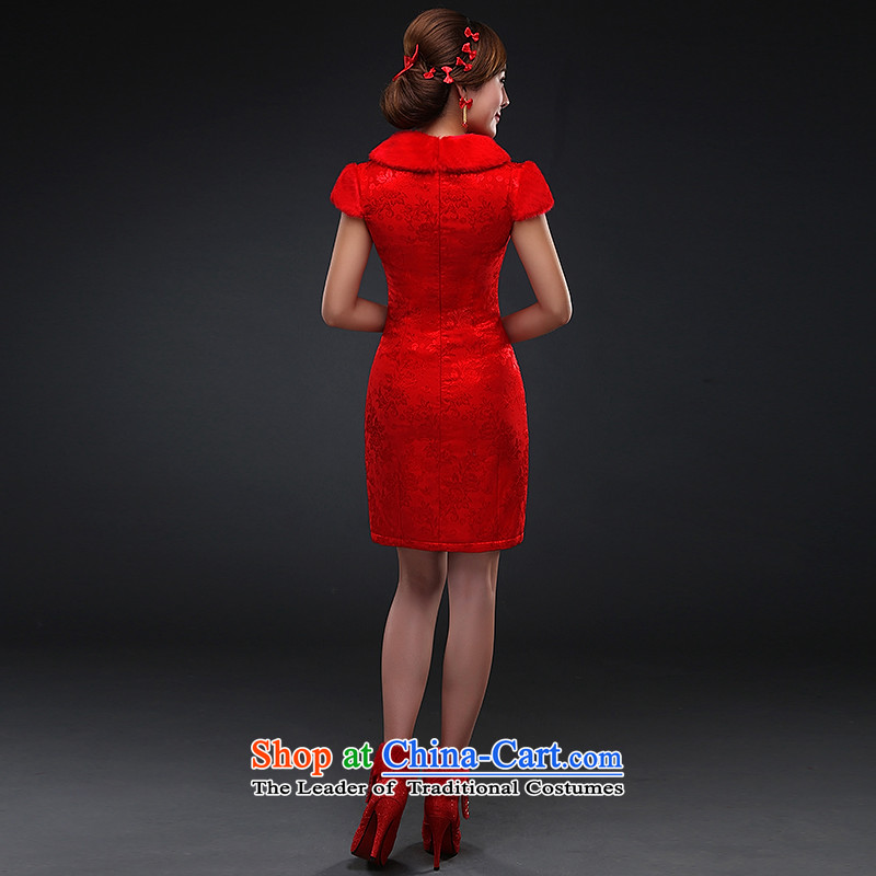 Hillo Lisa (XILUOSHA) plus cotton short of qipao gown bride Chinese wedding wedding dress cheongsam dress red 2015 Marriage autumn and winter new red XXL, HILLO Lisa (XILUOSHA) , , , shopping on the Internet