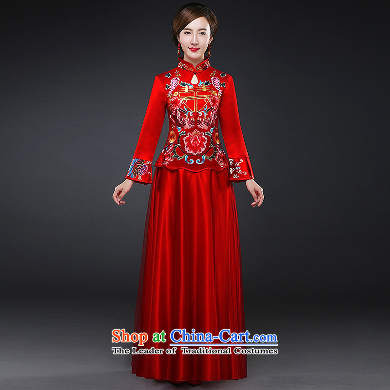 Hillo Lisa (XILUOSHA) Bride bows services、Qipao Length of Chinese wedding dress 2015 new long-sleeved red retro autumn and winter Sau San Red S HILLO Lisa (XILUOSHA) , , , shopping on the Internet