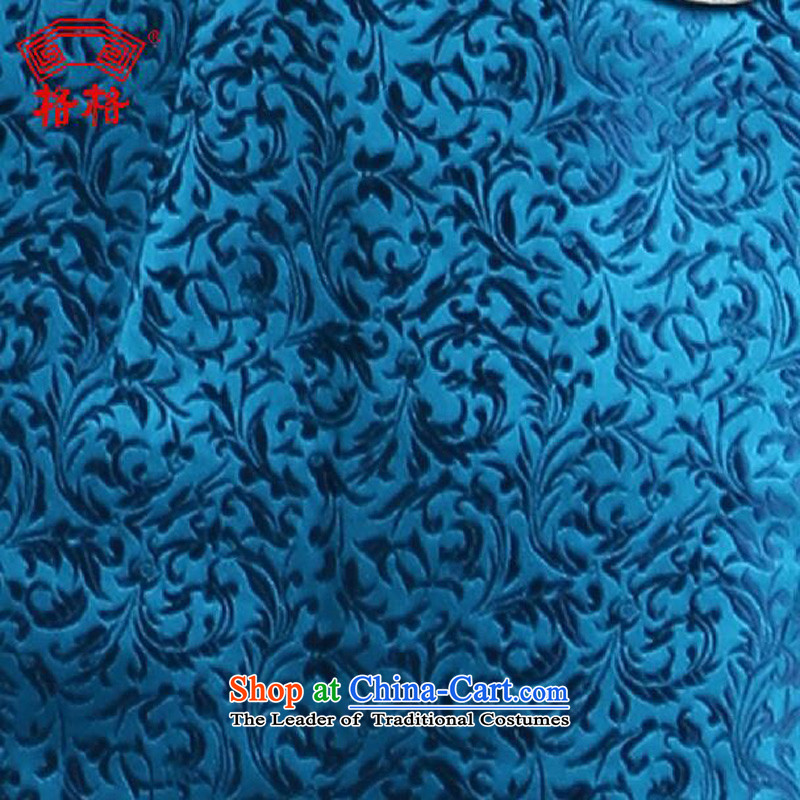 The interpolator qipao 2015 autumn and winter female new Tang long-sleeved blouses silk temperament mother, herbs extract festive women 3XL, blue qipao Princess Returning Pearl shopping on the Internet has been pressed.