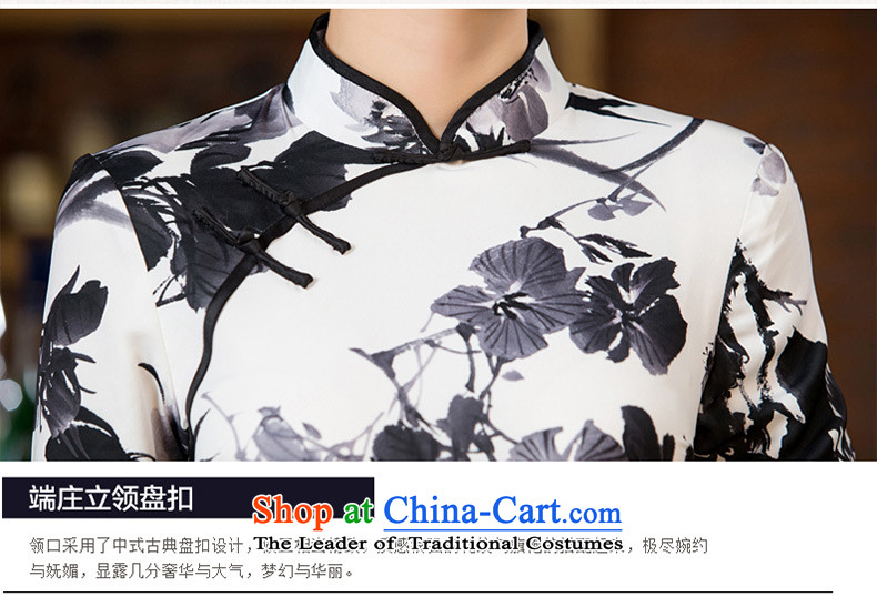 Yuan of bamboo rhythm 2015 paintings in the autumn of qipao load retro cheongsam dress new stylish 7 Ms. cuff improved cheongsam dress M11041 White M picture, prices, brand platters! The elections are supplied in the national character of distribution, so action, buy now enjoy more preferential! As soon as possible.