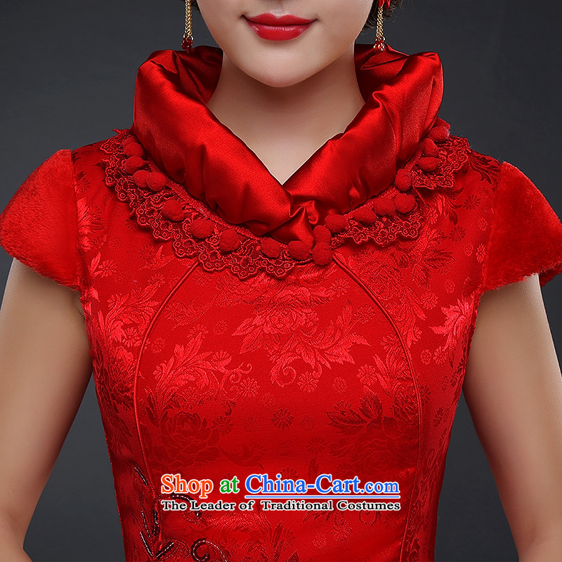 Hillo Lisa (XILUOSHA) Bride winter of qipao thick short, bows to skirt cotton folder qipao Chinese wedding dresses wedding dress 2015 New Red XL, Hillo Lisa (XILUOSHA) , , , shopping on the Internet