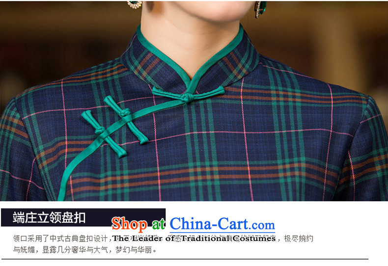 Yuan of style qipao autumn 2015 improved load Grid qipao skirt new stylish retro 7 Ms. cuff cheongsam dress M55142 green L picture, prices, brand platters! The elections are supplied in the national character of distribution, so action, buy now enjoy more preferential! As soon as possible.