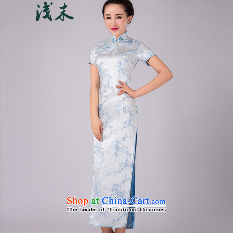 The end of the shallow China wind hotel courtesy of qipao gown improved damask Sau San Tong replacing retro graphics thin dresses CJD03 small Phillips-head - Pink light at the end of M , , , shopping on the Internet