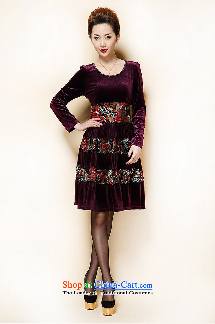 September 2015 Autumn female boutiques in mother large older women thick mm Kim scouring pads long-sleeved dress purple large L picture, prices, brand platters! The elections are supplied in the national character of distribution, so action, buy now enjoy more preferential! As soon as possible.