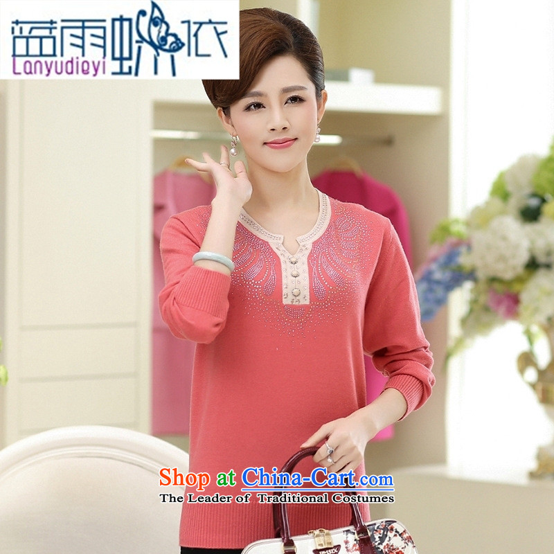 9 female boutiques for 2015 Sau San fashion dolls for pure color long-sleeved Knitted Shirt, older women's autumn large wine red L-110, load mother blue rain butterfly according to , , , shopping on the Internet