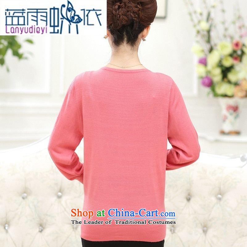 September 2015 New boutiques female) Older winter mother boxed loose round-neck collar Edition high-end fashion wear long-sleeved shirt middle-aged ladies Light Violet Blue M butterfly according to , , , rain shopping on the Internet