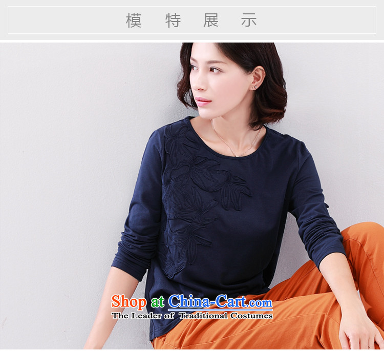 2015 Autumn new for women pure color t-shirt with round collar female elastic Sau San decals forming the Netherlands long-sleeved T-shirt female navy blue XL Photo, prices, brand platters! The elections are supplied in the national character of distribution, so action, buy now enjoy more preferential! As soon as possible.