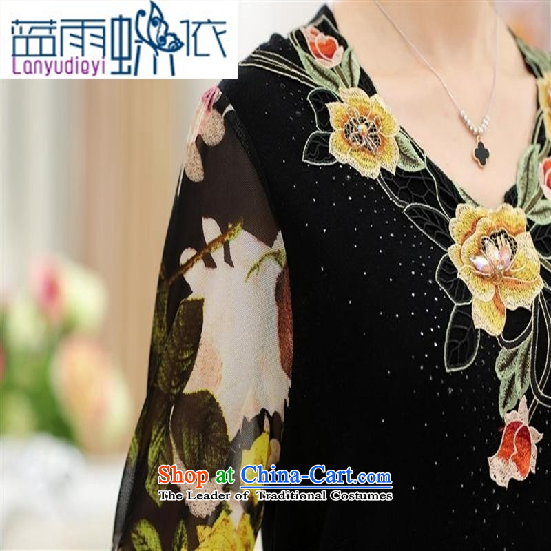 September 2015. Store the girl older summer middle-aged female replacing mother knitted t-shirts stitching spinning Loose Cuff large long-sleeved T-shirt and pink 110, blue rain butterfly according to , , , shopping on the Internet