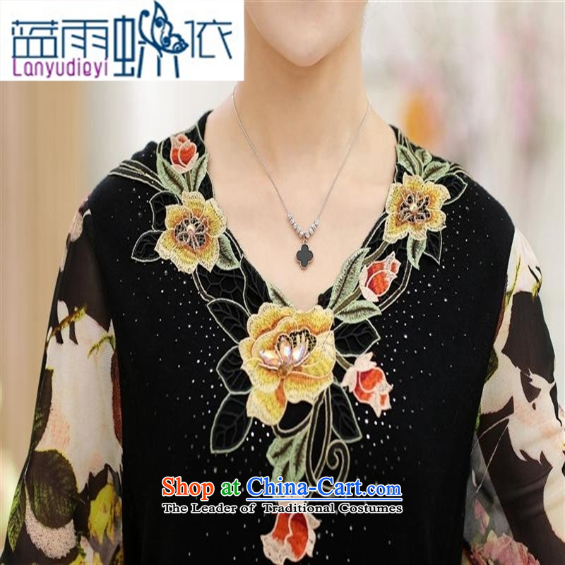 September 2015. Store the girl older summer middle-aged female replacing mother knitted t-shirts stitching spinning Loose Cuff large long-sleeved T-shirt and pink 110, blue rain butterfly according to , , , shopping on the Internet