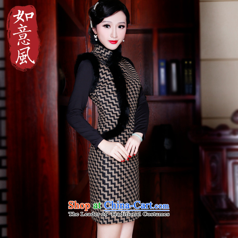 After a new 2015 winter wind of gross for wool qipao improved Warm Lined cheongsam dress 4825 4825 S, after the wind has been pressed brown shopping on the Internet