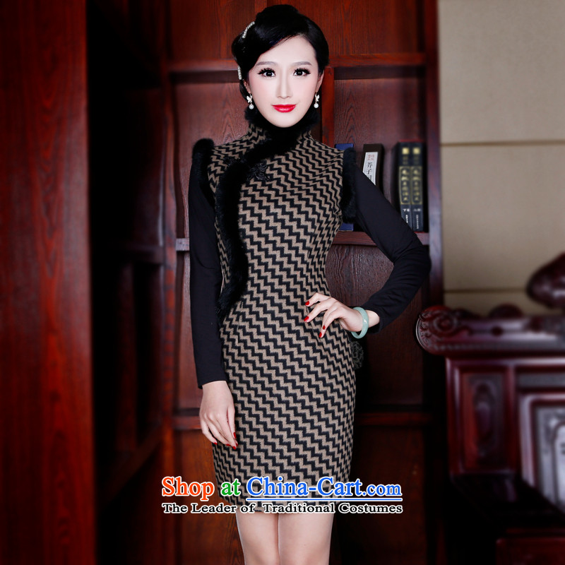 After a new 2015 winter wind of gross for wool qipao improved Warm Lined cheongsam dress 4825 4825 S, after the wind has been pressed brown shopping on the Internet