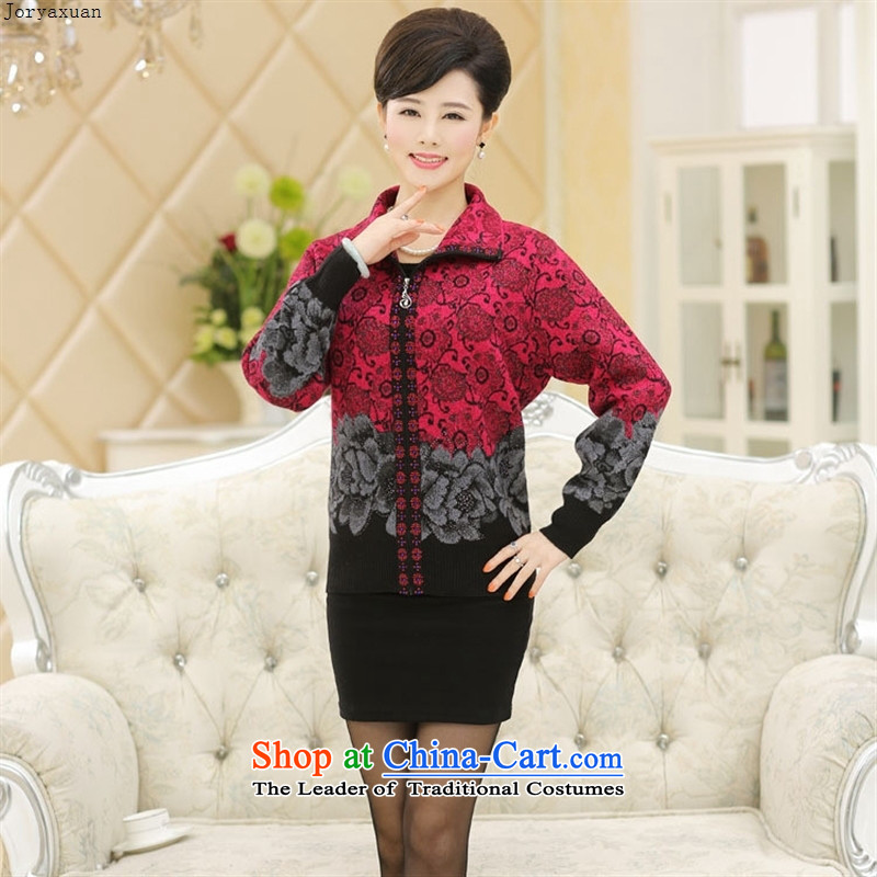 Web soft trappings of older women sweater cardigan thick lapel Fall/Winter Collections with larger jacket mother knitting sweater knit sweater in red 115 Cheuk-yan xuan ya (joryaxuan) , , , shopping on the Internet