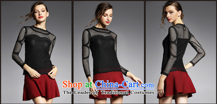 The Secretary for women involved boutiques for autumn and winter *2015 new larger female stitching Mesh Sau San engraving round-neck collar long-sleeved shirt female YN11022 forming the white M picture, prices, brand platters! The elections are supplied in the national character of distribution, so action, buy now enjoy more preferential! As soon as possible.