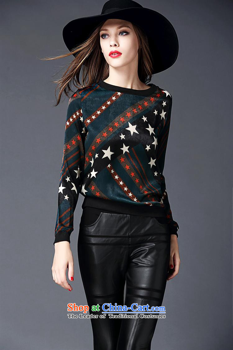 The Secretary for women involved boutiques * European site with new autumn 2015 Western big star stamp long-sleeved T-shirt, forming the video thin Wild Green L T-shirt picture, prices, brand platters! The elections are supplied in the national character of distribution, so action, buy now enjoy more preferential! As soon as possible.
