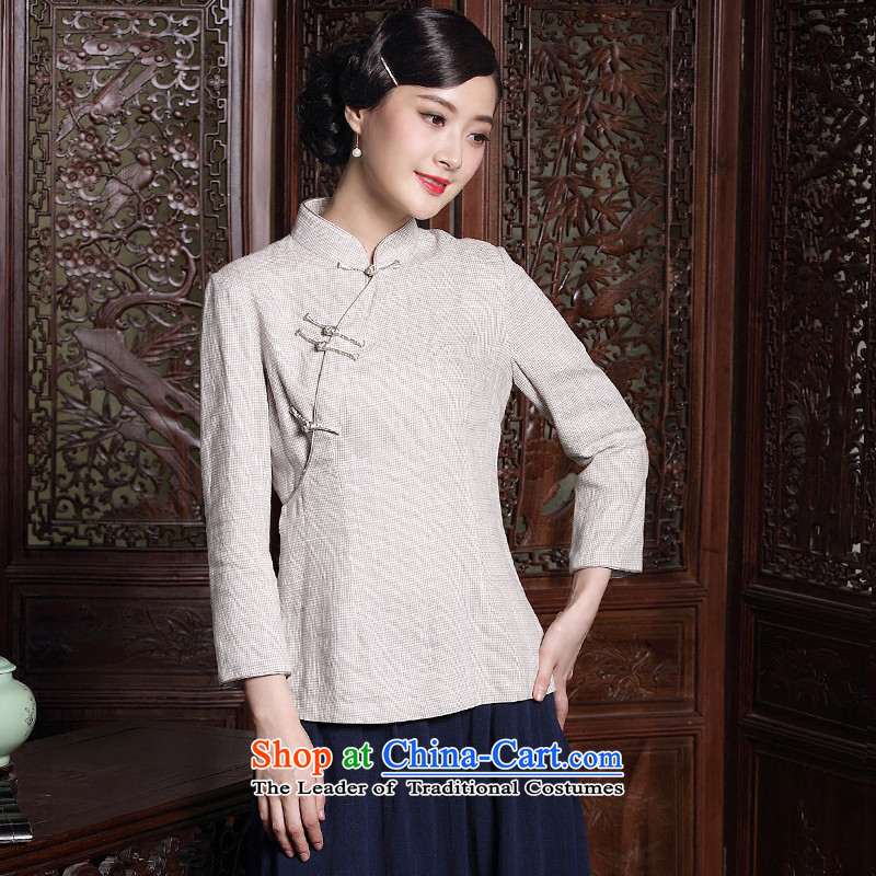 The seal of the original Chinese Ethnic Tang dynasty qipao shirt autumn new long-sleeved tray clip art nouveau T-shirt, beige , L, seal decreased by , , , shopping on the Internet