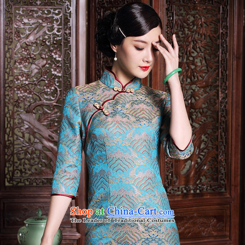 Seal of new Fall 2015 retro 7 cuff improved cheongsam dress short daily Ms. tapestries dresses picture color L pre-sale for 10 days by the royal seal has been pressed shopping on the Internet