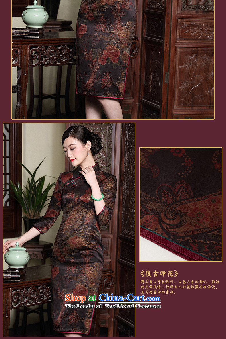 Seal of new fragrance autumn 2015 cloud yarn in qipao cuff retro silk improved disk detained Chinese Female dress photo color pictures, prices, XL brand platters! The elections are supplied in the national character of distribution, so action, buy now enjoy more preferential! As soon as possible.