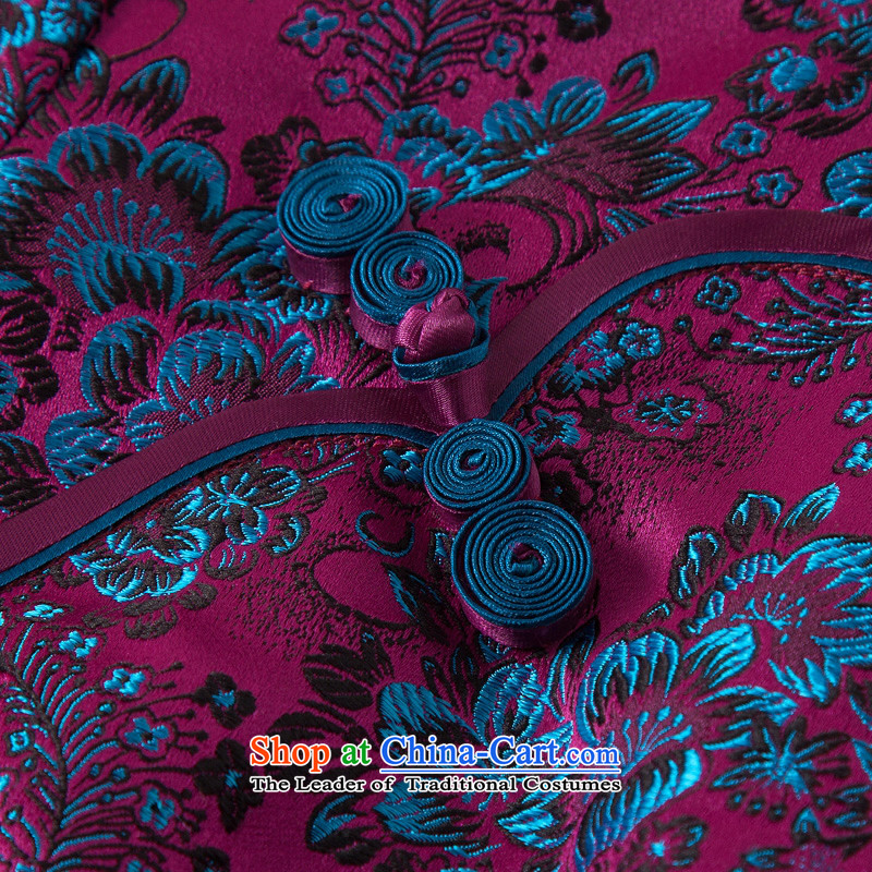 The fall of the new seal brocade coverlets in high-end sleeves cheongsam dress improved Ms. retro Chinese dresses purple , L, seal decreased by , , , shopping on the Internet