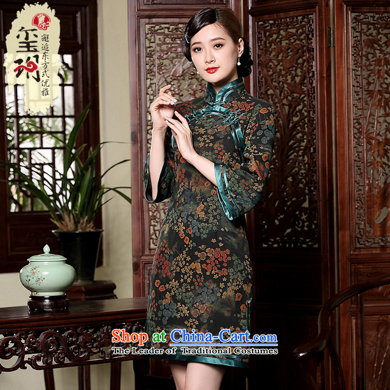 Seal of new fragrance autumn 2015 cloud Silk Cheongsam yarn 7 cuff improved Ms. retro Chinese dress photo color M seal decreased by , , , shopping on the Internet