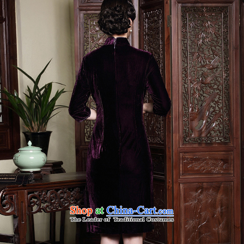 The Seal of autumn and winter new staple in the Pearl River Delta cuff velvet cheongsam manually modified wedding dresses retro mother dresses purple , L, seal decreased by , , , shopping on the Internet