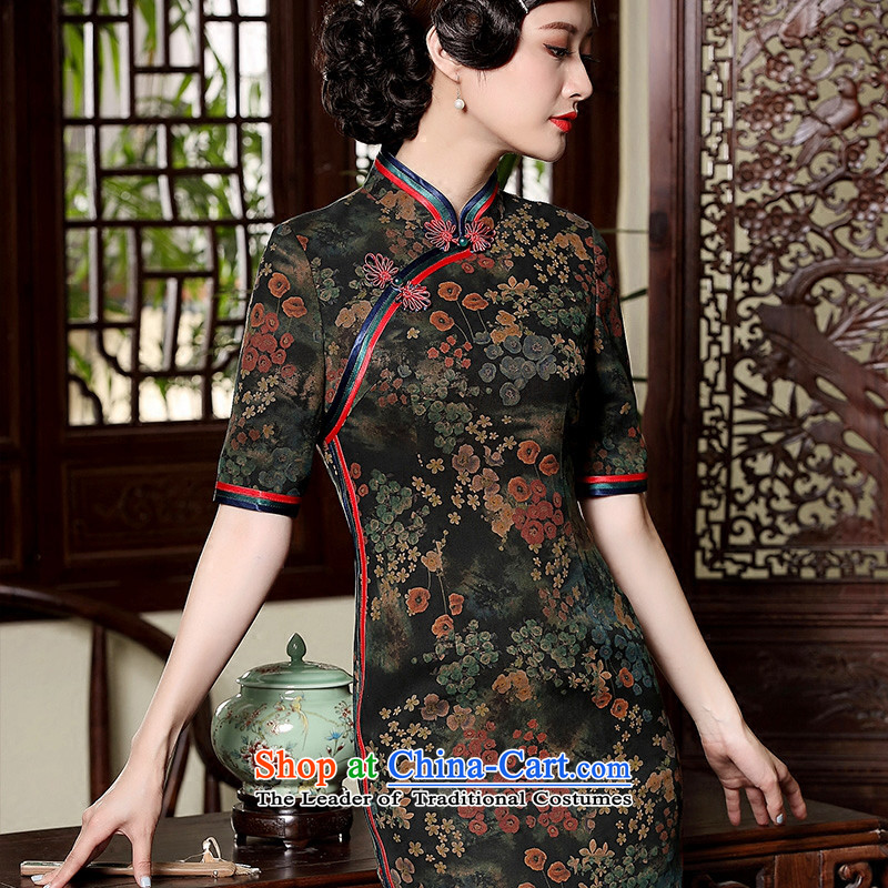 Seal of long-autumn 2015 cloud yarn Silk Cheongsam retro wedding Chinese improvements in elegant Cuff Color Picture dress XL, seal decreased by , , , shopping on the Internet