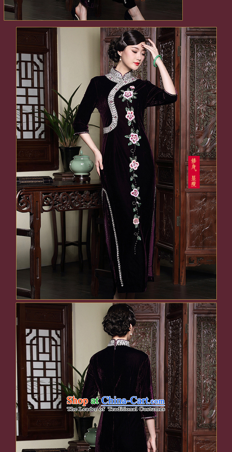 The seal of the autumn and winter 2015 new improved cheongsam dress wedding long staples pearl middle-aged mother velvet dresses purple XL Photo, prices, brand platters! The elections are supplied in the national character of distribution, so action, buy now enjoy more preferential! As soon as possible.