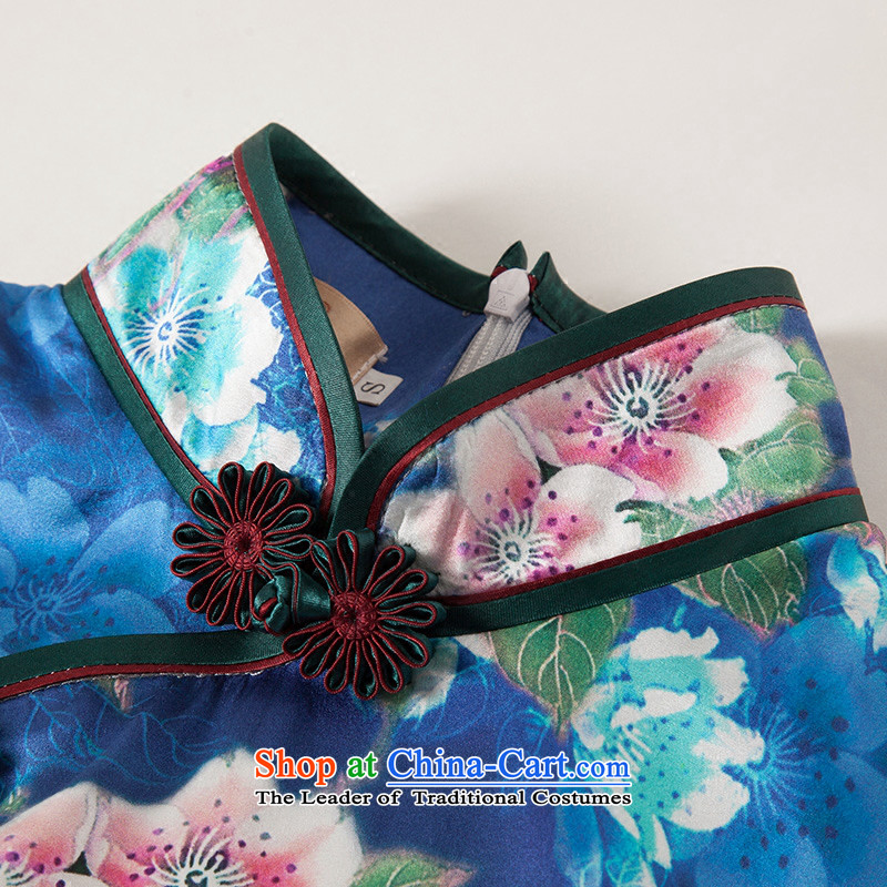 The seal of the original high-end heavy annual Silk Cheongsam traditional herbs extract short of improved dresses dress photo color S seal decreased by , , , shopping on the Internet
