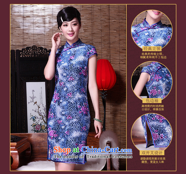 The seal of the new large retro elegant silk cheongsam dress suit middle-aged moms improved elegant qipao dresses dark blue XXL picture, prices, brand platters! The elections are supplied in the national character of distribution, so action, buy now enjoy more preferential! As soon as possible.