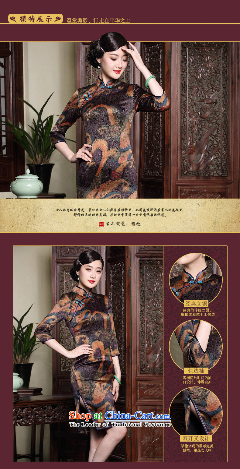 The fall of the new seal retro Silk Cheongsam cloud of incense yarn improved seven short-sleeved) Ms. Mama dresses map color pictures, prices, XXL brand platters! The elections are supplied in the national character of distribution, so action, buy now enjoy more preferential! As soon as possible.