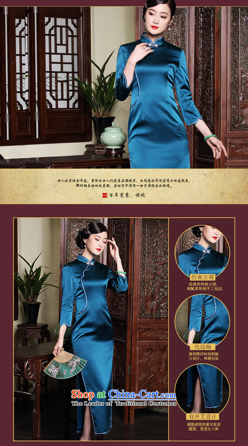 The fall of long seal long-sleeved heavyweight Silk Cheongsam elegant reminiscent of the improvement of women's high-end evening dresses dresses blue L picture, prices, brand platters! The elections are supplied in the national character of distribution, so action, buy now enjoy more preferential! As soon as possible.