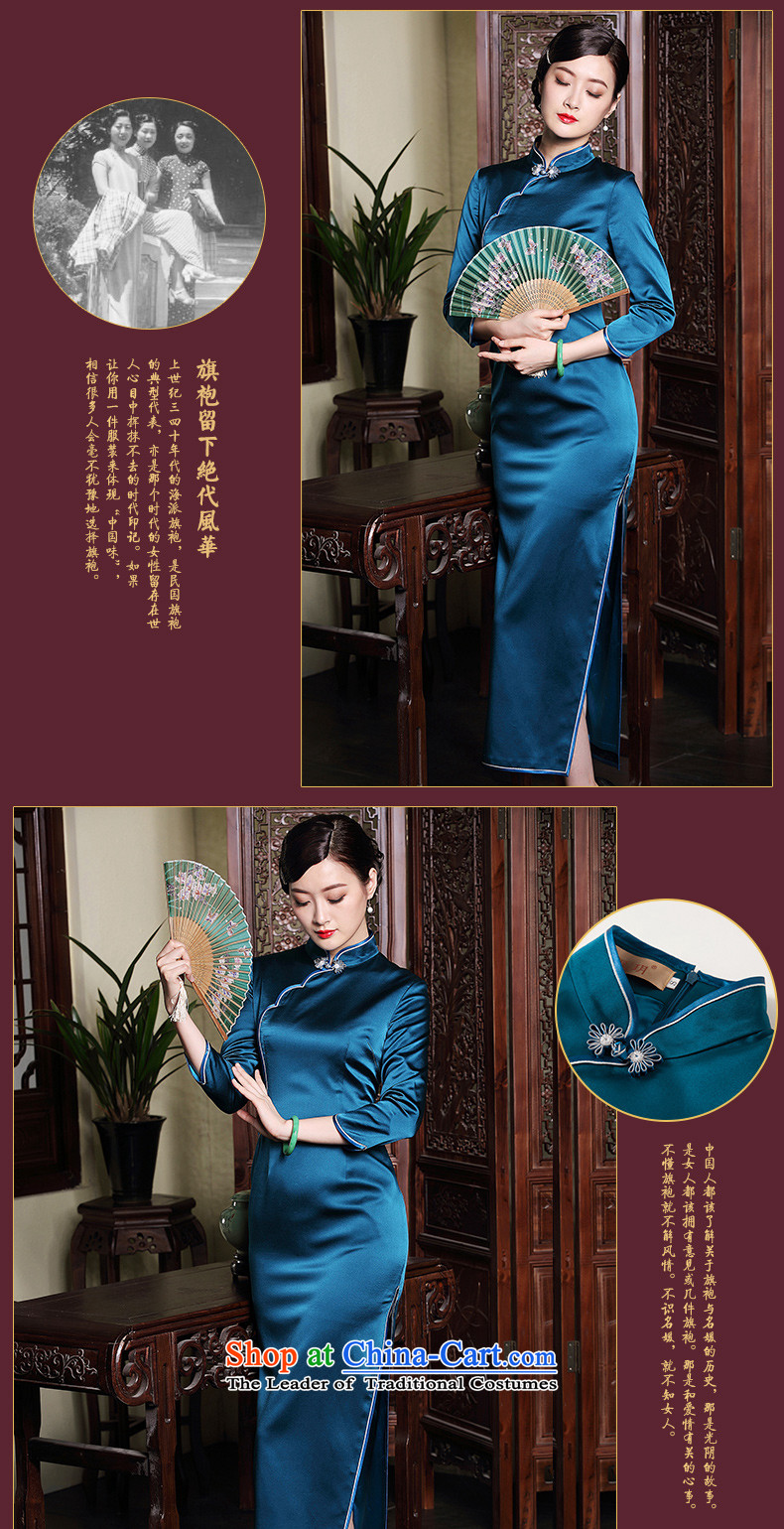 The fall of long seal long-sleeved heavyweight Silk Cheongsam elegant reminiscent of the improvement of women's high-end evening dresses dresses blue L picture, prices, brand platters! The elections are supplied in the national character of distribution, so action, buy now enjoy more preferential! As soon as possible.