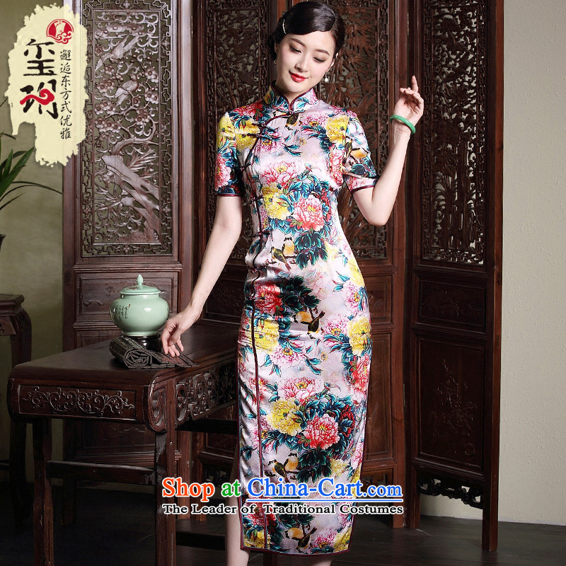 The Seal of original antique elegant silk improved long qipao elegance Tang Dynasty Chinese dresses dress photo color S seal decreased by , , , shopping on the Internet