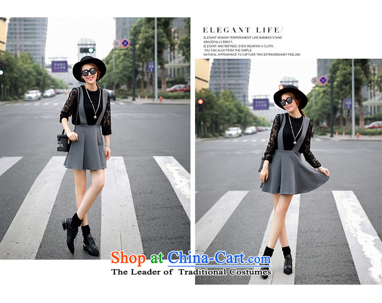 Ya-ting shop 2015 Autumn new stylish european station Korean large strap skirt dresses with lace shirt two kits white L picture, prices, brand platters! The elections are supplied in the national character of distribution, so action, buy now enjoy more preferential! As soon as possible.