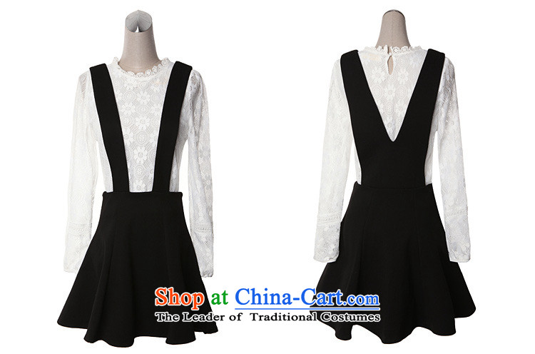 Ya-ting shop 2015 Autumn new stylish european station Korean large strap skirt dresses with lace shirt two kits white L picture, prices, brand platters! The elections are supplied in the national character of distribution, so action, buy now enjoy more preferential! As soon as possible.