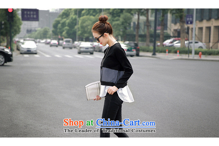 Ya-ting Shop Boxed new autumn 2015 Korean female round-neck collar long-sleeved stitching female T-shirt gauze shirt white are code pictures, prices, brand platters! The elections are supplied in the national character of distribution, so action, buy now enjoy more preferential! As soon as possible.