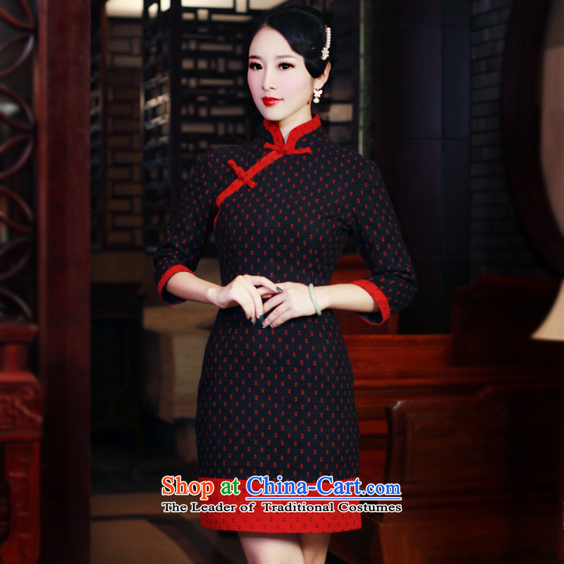 After a wind of autumn and winter new products new women's Mock-neck retro long-sleeved qipao gross Sau San? 6013 6013 skirt suits , L, recreation wind shopping on the Internet has been pressed.