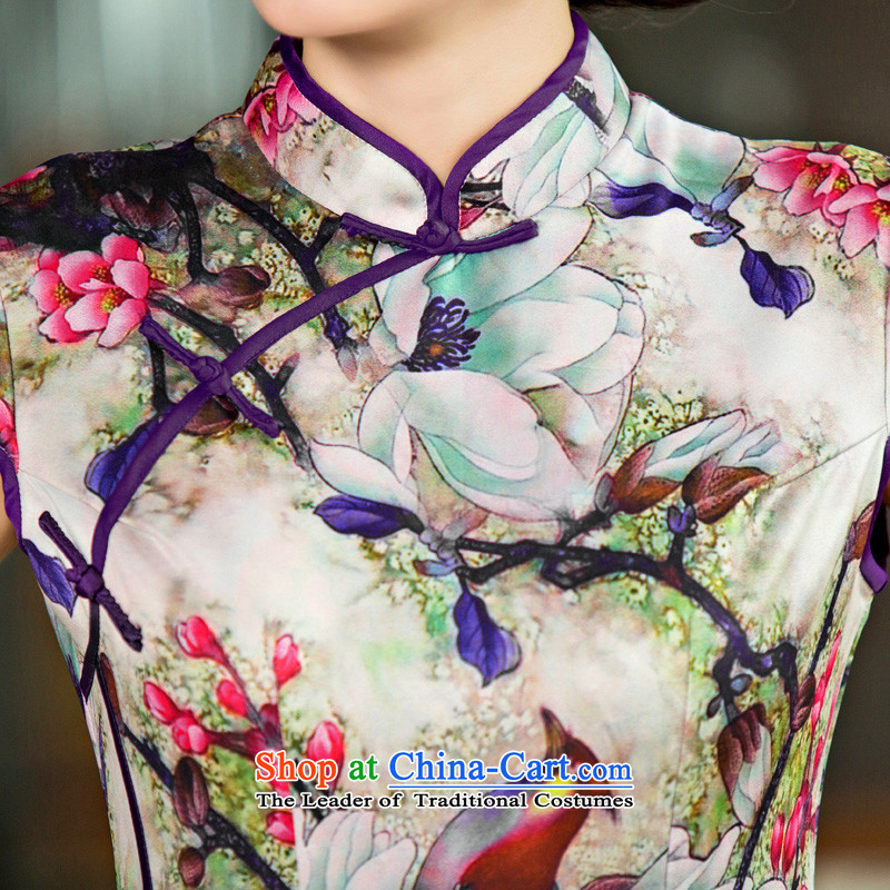 The Syrian Arab Republic  2015 Autumn time new larger cheongsam long improved graphics thin, short-sleeved Sau San long cheongsam dress dress photo color S time Syrian shopping on the Internet has been pressed.